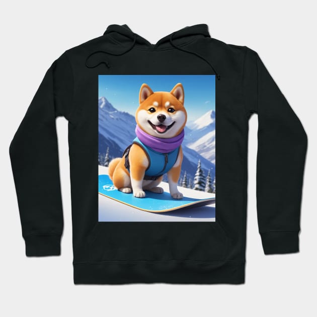 Hero Snowboarding Shiba Inu Dog Hoodie by nicecorgi